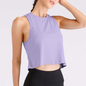 Débardeur de sport sans manches pour femme, haut de yoga et de fitness personnalisable avec logo frontal, vêtement d'été uni pour activités sportives - Product Image 1