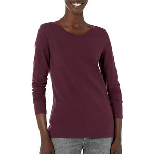 Camisetas de Manga Larga para Mujer, Cuello Redondo, Algodón Básico, Cómodas y Transpirables - Product Image 1