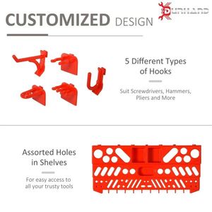Organisateur d'outils de garage à monter soi-même en 54 pièces, avec panneau perforé à 50 crochets et étagère pour organiser vos outils - Product Image 5