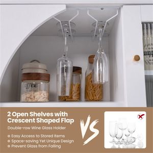 31.5 Inch Freestanding <b>Sideboard</b> with Drawer and Crescent Shaped Flap Versatile for <b>Kitchen</b> Dining Room - Product Image 6