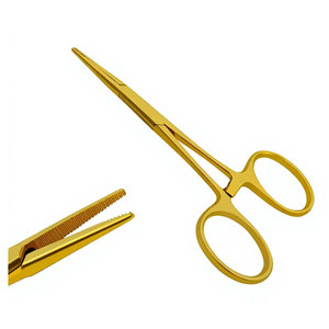 คีมหนีบยึดเส้นเลือดแบบตรง พรีเมียม รุ่น Mosquito Forceps ด้ามจับสีทอง ขนาด 3.5 นิ้ว  วัสดุสแตนเลส สำหรับการผ่าตัดทั่วไป - Product Image 1