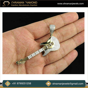 Trendy 10k <b>Solid</b> Gold Custom Hip Hop Classical Band Guitar Moissanite Fine Pendant <b>Necklaces</b> Charms for Unisex Multi-Occasion - Product Image 2