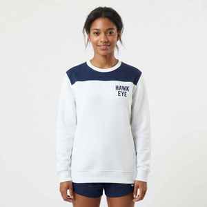 Sudadera de Cuello Redondo para Mujer, Blanca con Estampado de Letras Azul Marino, Corte Regular, Sudadera de Algodón Tejido para Otoño - Product Image 1