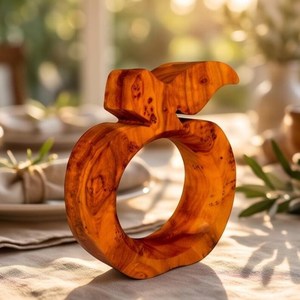 Anneaux de serviette ronds en bois de qualité supérieure, 5 cm, design nordique, écologiques, durables, décoration de table pour mariages et fêtes - Product Image 1