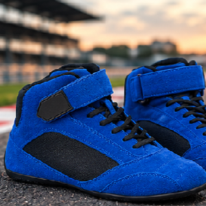 Bottes de moto en cuir véritable bleu, hauteur cheville, fermeture auto-agrippante, doublure en maille respirante, semelle extérieure en caoutchouc, semelle intermédiaire en EVA, légères, toutes saisons - Product Image 6