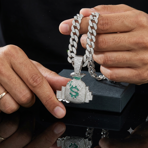 จี้รูปกระเป๋าเงินผู้ชาย Deep Jewels ประดับเพชรโมอิสซาไนต์ ชุบทอง พร้อมสร้อยเงินแท้ 925 สไตล์ฮิปฮอป ฝังเพชรแบบไมโคร อัญมณีแนวสตรีท - Product Image 6