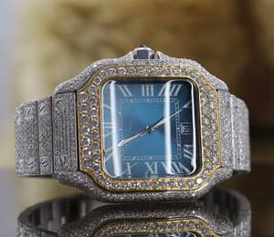 นาฬิกาข้อมือแบรนด์เนมหรูหรา รุ่นลิมิเต็ดอิดิชั่น ทรงสี่เหลี่ยมจัตุรัส ประดับเพชรโมอิสซาไนต์ ดีไซน์ฮิปฮอป สำหรับทั้งชายและหญิง - Product Image 5