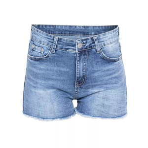 Shorts de Mezclilla para Mujer, a la Moda, de Cintura Alta, con Costuras Frontales, Elásticos, con Dobladillo Deshilachado, Estilo Casual de Verano - Product Image 4