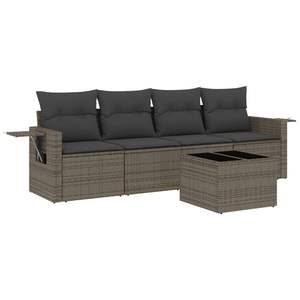 Conjunto de Sofá de Jardín de Ratán Gris de 4 Plazas, Muebles de Exterior Resistentes a la Intemperie, Diseño Contemporáneo - Product Image 4