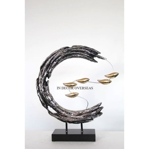 Finest Quality Stone Brass Sculpture Artistic Irregular Shape <b>Gold</b> Plated Handmade Tabletop <b>Decor</b> for Living Room - Product Image 4