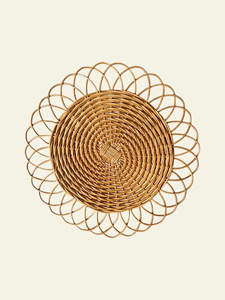 Set de table rond en rotin fait main, style bohème, motif géométrique en pétales de fleurs, tapis de table naturel, OEM ODM, vente en gros - Product Image 3