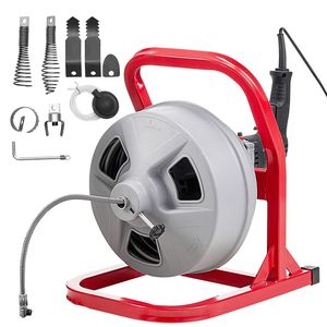 Macchina per la pulizia di scarichi con alimentazione manuale da 50 FT x 5/16 pollici, 228 RPM, per trapano elettrico, spirale per fognature, efficace pulitore di scarichi - Product Image 1