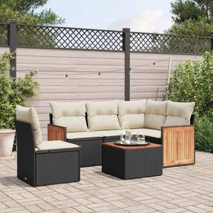 Conjunto de sofás de jardín modulares de ratán sintético negro de 6 piezas - Product Image 1
