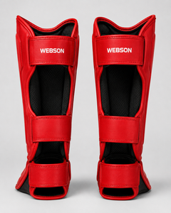 Protector de Piernas Deportivo Webson Rojo de Cuero PU con Cierre de Velcro, Protección Integral Ligera para Adultos, Precio Económico - Product Image 5