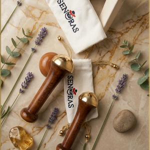 Masseur manuel pour le visage, le cou, la gorge et le corps Senoras avec poignée en bois, modèle 003, pour raffermir la peau - Product Image 3