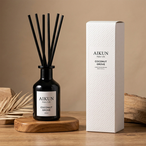 Aikun 200ml Coconut Grove Scent Black Glass Bottle Luxury White Gift Box Home Scent <b>Diffuser</b> <b>Reed</b> <b>Diffuser</b> Set <b>For</b> Apartment - Product Image 1