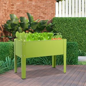 Fioriera da Giardino Rialzata in Metallo Zincato per Esterni 24,5 x 12,5 Pollici con Supporto in Legno - Product Image 6