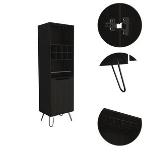 Mobile bar Sheffield H con otto scomparti per bottiglie e due ripiani in vetro - Product Image 4
