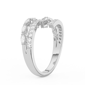 Anillo de compromiso solitario de oro de 14K y 18K con diamante cultivado en laboratorio de corte marquesa, diseño cruzado contemporáneo y piedra de acento redonda - Product Image 5