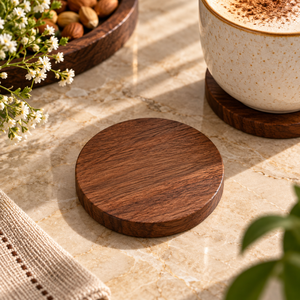 Mango Wood Snail Coaster <b>Set</b> of 6 with Holder for <b>Tea</b> Coffee <b>Cups</b> | Round Drink Mats for Dining Table Home Office Decor and Gift - Product Image 4