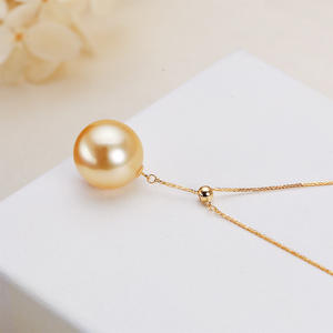 Collar de Oro de 18K con Perla de 12mm, Cadena Ajustable en Y, Colgante de Perla de Agua de Mar Nanyang, Cadena de Perlas con Temperamento de Madre - Product Image 1