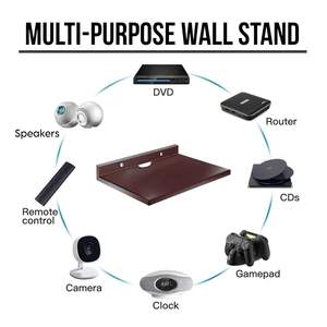 Support de Boîte en Bois |   Support mural pour décodeur, étagère murale pour la maison, pour ranger haut-parleurs, routeur Wi-Fi, console de jeu, télécommande - Product Image 3