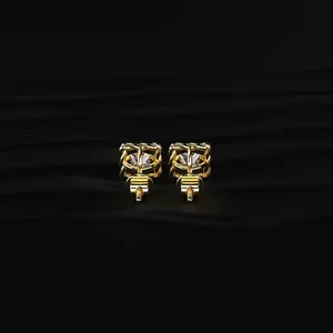 IGI Certified Princess Cut Diamond <b>Stud</b> <b>Earrings</b> with Twisted Rope Frame Luxury Ear Jewelry Simple Diamond <b>Earrings</b> with VVS-VS - Product Image 4
