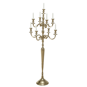 Porte-bougie en aluminium doré de qualité supérieure, élégant et unique, pour la décoration de mariage, de fête ou de table à manger, à bas prix. - Product Image 2