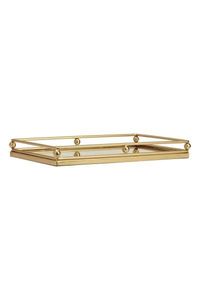 Golden Brass Chevron Texture Serving Tray Decorative Display Platter Rustic Tabletop Organizer Accent - Product Image 3