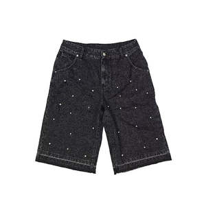 Shorts en jean pour homme de qualité supérieure, élégants, avec strass, design personnalisé, respirants, 100 % coton, coupe classique, été - Product Image 2