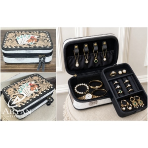 Custom Logo Eco-Friendly Hand <b>Tooled</b> <b>Leather</b> Jewelry Box Simple Style Genuine Cowhide <b>Leather</b> Jewelry Case for Girls Daily Uses - Product Image 1