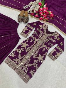 TENNECY Ensemble Sharara et Dupatta pour femme, longueur cheville, pour soirée, broderie à sequins 5mm, infroissable, séchage rapide, toutes saisons - Product Image 5