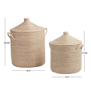 High-Quality Seagrass <b>Storage</b> <b>Basket</b> <b>Large</b> Size, Vietnam Handwoven Laundry Hamper with Lid, Nice Style Wholesale Factory - Product Image 2