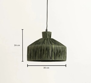 Lámpara Colgante Moderna de Yute con Flecos Verdes |   Lámpara Colgante Decorativa de Yute |   Lámpara de Techo Estilo Boho con Base para Bombilla E27 para Hogar y Hotel - Product Image 3