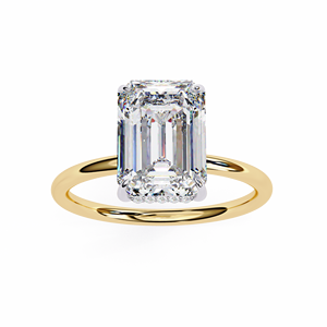 แหวนเพชรทรงเอเมอรัลด์ 2.5 กะรัต เพชรเลี้ยงในห้องปฏิบัติการ ทองคำแท้ 14K แหวนแบบคลาสสิกประดับเพชรรอบวง สำหรับหมั้น แต่งงาน ครบรอบ พร้อมวงแหวนซ่อนแบบฮาโล - Product Image 4