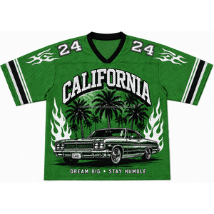 <b>Mens</b> Streetwear Boxy Fit Cropped Mesh Jersey Crew Neck Custom Soccer Number Print Quick Dry Mesh Tee - Product Image 1