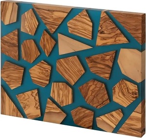 Tabla de Cortar de Madera Rectangular con Incrustaciones de Resina y Diseño Antideslizante - Product Image 3