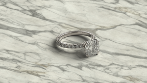 Anillo de Compromiso de Lujo Chapado en Oro de 18K y 14K con Diamante Cultivado en Laboratorio de Corte Brillante Redondo y Anillo Nupcial Solitario con Pavé de Diamantes Redondos - Product Image 3