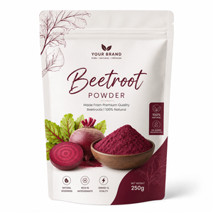 Poudre de Betterave en Gros 100% Naturelle 250g Poudre de Racine de Betterave Qualité Alimentaire Herbacée Broyée Finement Fournisseur en Vrac OEM Marque Privée Inde - Product Image 1