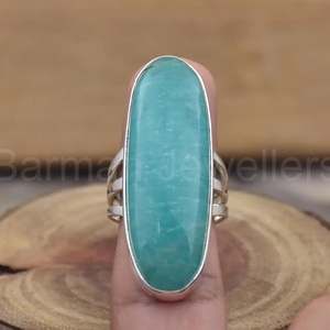 Anillo de Amazonita Natural en Plata de Ley 925, Joyería Artesanal con Piedras Preciosas, Anillo Estilo Boho - Product Image 4