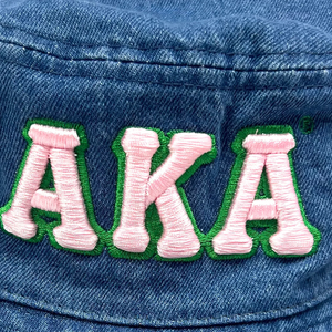 AKA Denim Bucket <b>Hat</b> Pink Embroidered Letter Blue Denim Cotton Cap Adjustable Casual Fashion Streetwear Outdoor <b>Hat</b> for <b>Men</b> - Product Image 6
