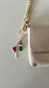 Handmade Beaded Drink <b>Bottle</b> Keychain <b>Mini</b> Cocktail Glass Charm Cute Bar Theme Key Ring Gift Wholesale Supplier - Product Image 5