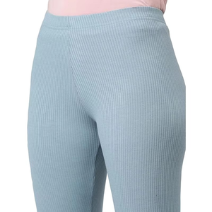 High Waist Ribbed Leggings Full Length Solid Color Knitted Spandex Polyester Stretch Breathable Comfortable Compression Women's - Product Image 1