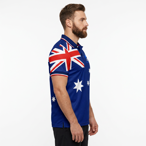 Chemise à manches courtes pour homme Storm Fit, imprimé drapeau australien, tricotée, respirante, séchage rapide, bleue, design sportif décontracté - Product Image 6