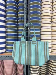 ถุงช้อปปิ้งไนลอนรีไซเคิลแบบทอมือลายทางขนาดใหญ่พิเศษ เป็นมิตรกับสิ่งแวดล้อม ผลิตในอินเดีย จำหน่ายส่ง - Product Image 4