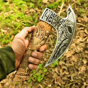 Cuchillo para Pizza Burraq Hecho a Mano con Acero al Carbono, Mango de Madera de Palisandro, Funda de Cuero, Hoja de 5.5 Pulgadas, para Camping y Bricolaje - Product Image 2