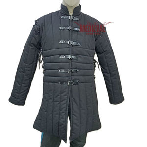 Gambesón Medieval Negro Hecho a Mano, Chaqueta Larga con Mangas Completas, Acolchado de Algodón, para Armadura de Caballero y Reenactamiento Histórico - Product Image 1