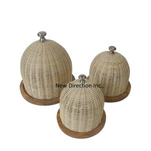 Articles de cuisine pour la restauration Pot de service décoratif fait à la main personnalisé avec couverture en bois de bambou en forme de dôme Vente chaude - Product Image 6