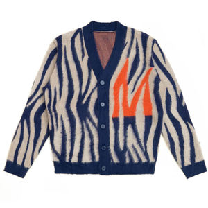 Cardigan unisexe d'hiver en maille unie, respirant, coupe oversize, chaud, en laine/acrylique - Product Image 1