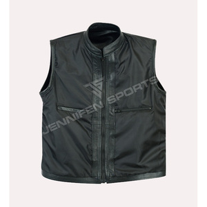Men Genuine Perforated <b>Leather</b>&Mesh Fabric Vest Premium <b>Sleeveless</b> Biker <b>Jacket</b> For Motorcycle Riding Vintage Fashion - Product Image 3